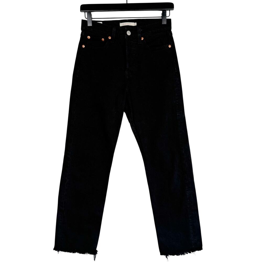 Levi's Premium Wedgie Straight Ankle Jeans Black High Rise - 25 W25 L26